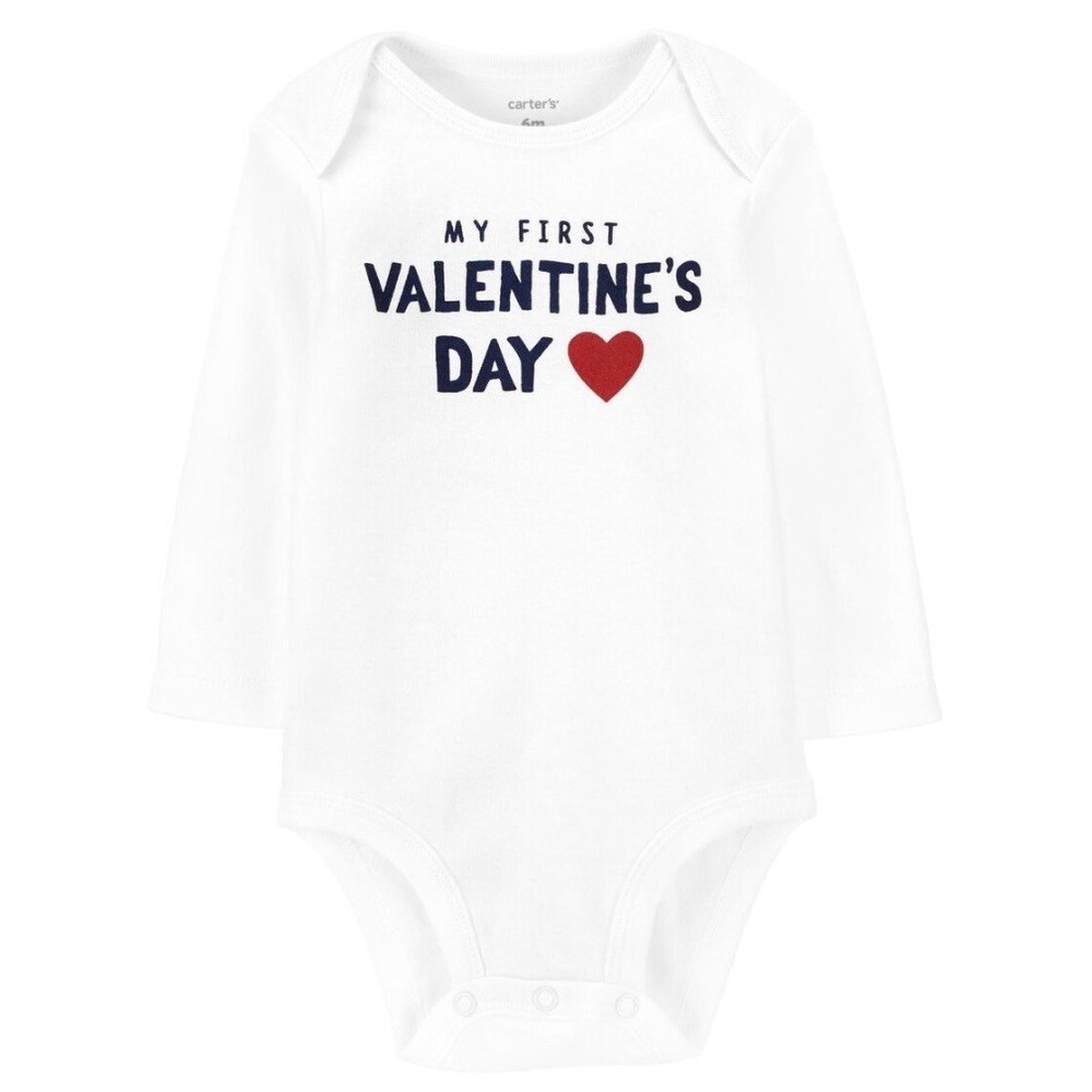 Carters My First Valentines Day One Piece Newborn White New with Tags Red Heart